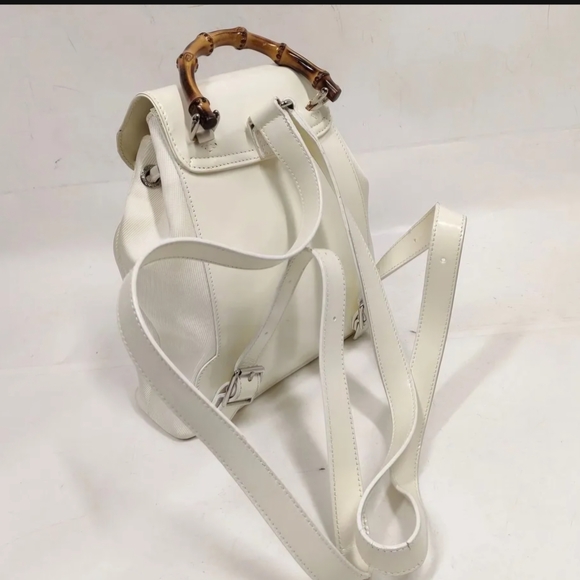 Gucci White Backpack with Bamboo Accent - Picture 4 of 8